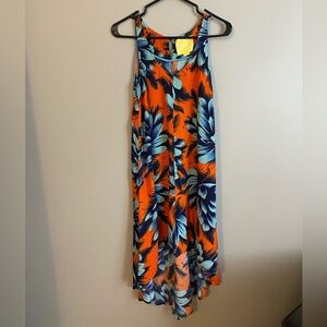 Anthropologie Maeve Floral Tropical Dress High Low Sleeveless Size 2